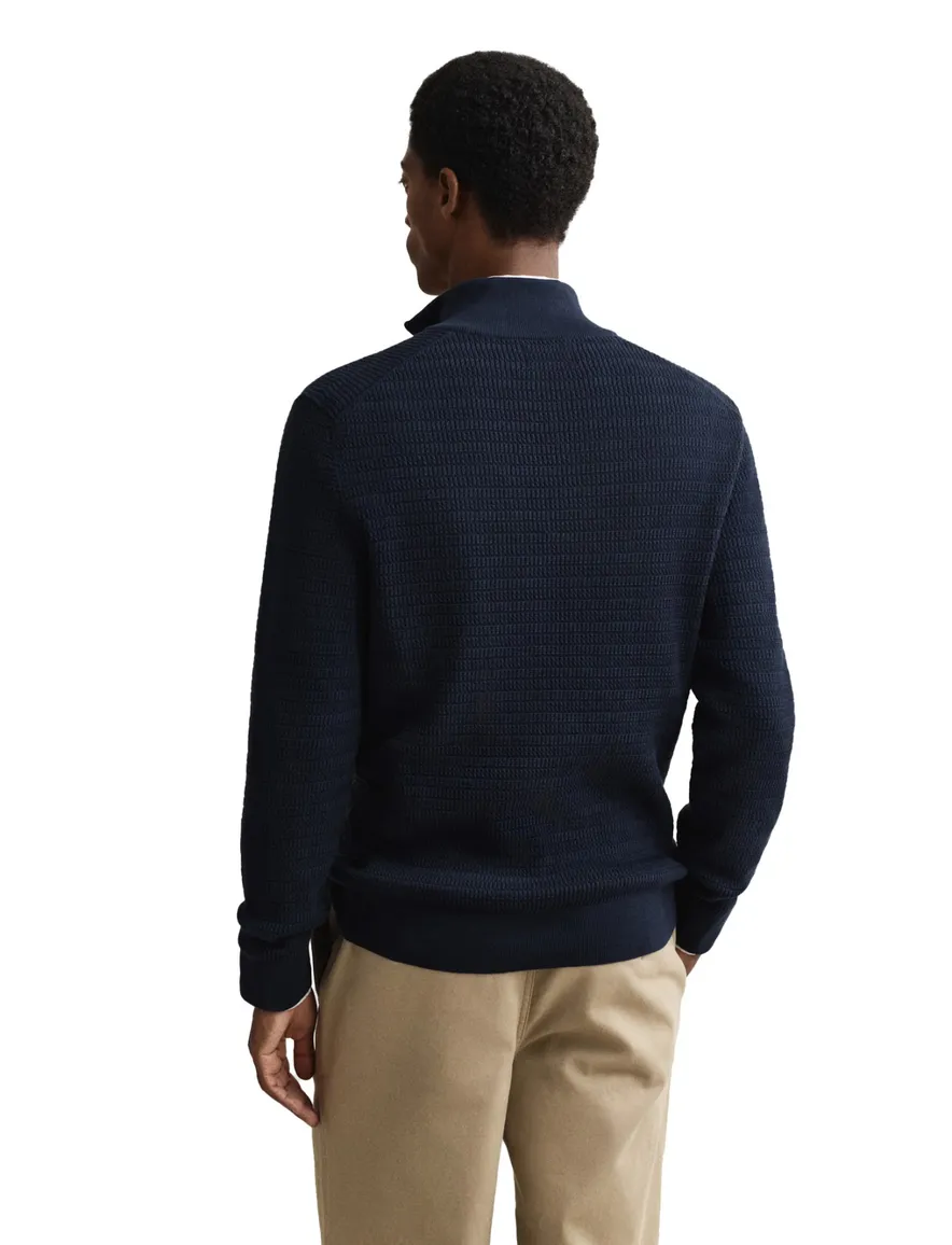 Gant trui half zipje donkerblauw lange mouw