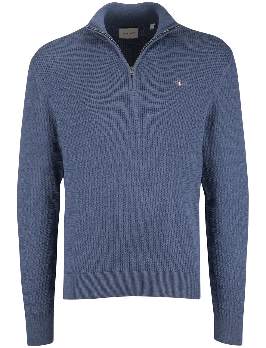 Gant half zip trui blauw gebreid