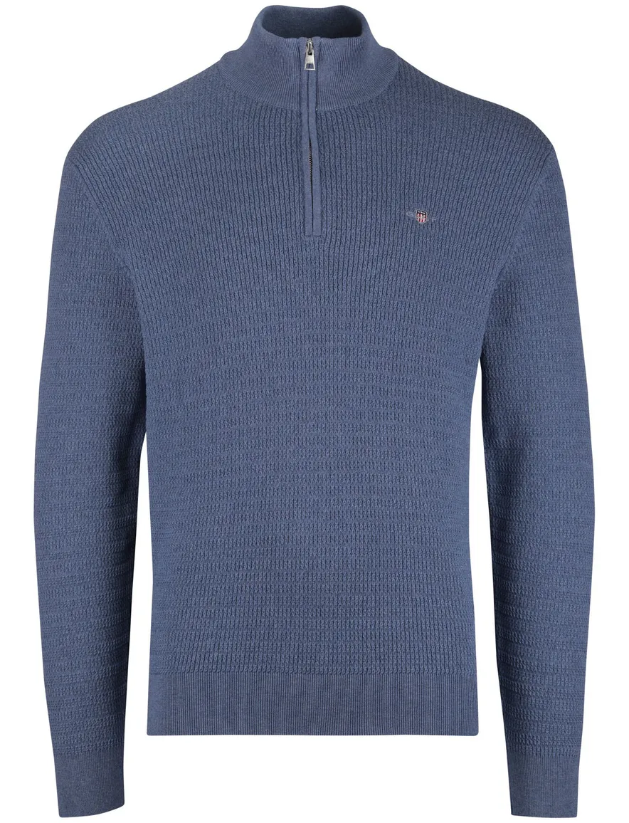 Gant half zip trui blauw gebreid