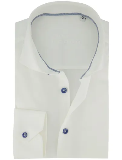Ledub Slim Fit Ledub overhemd wit mouwlengte 7