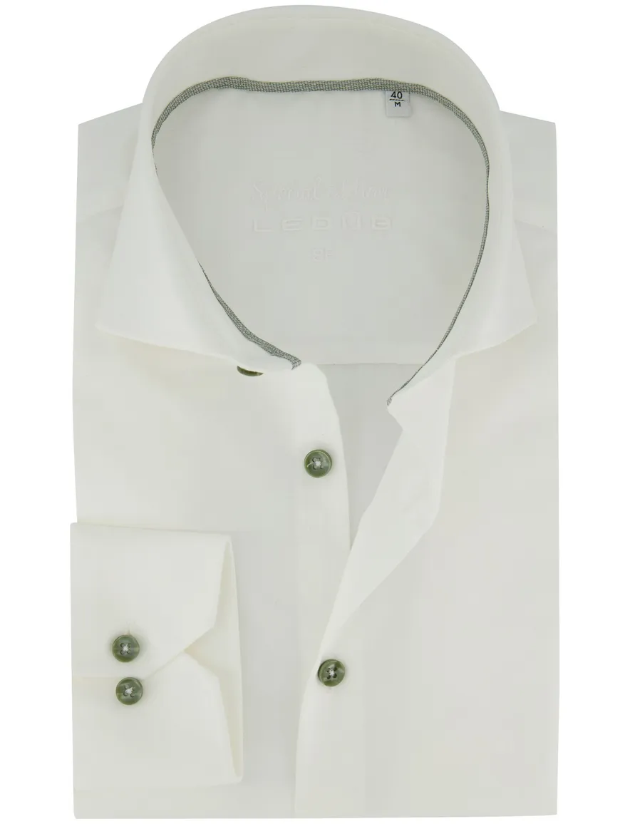 Mouwlengte 7 Ledub Slim Fit overhemd wit