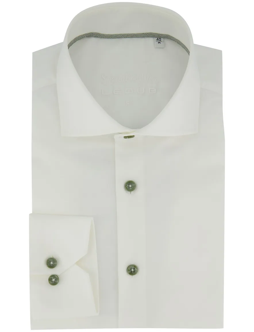 Mouwlengte 7 Ledub Slim Fit overhemd wit