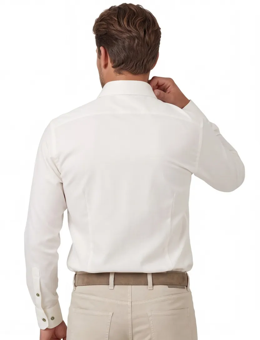Ledub mouwlengte 7 overhemd wit Slim Fit