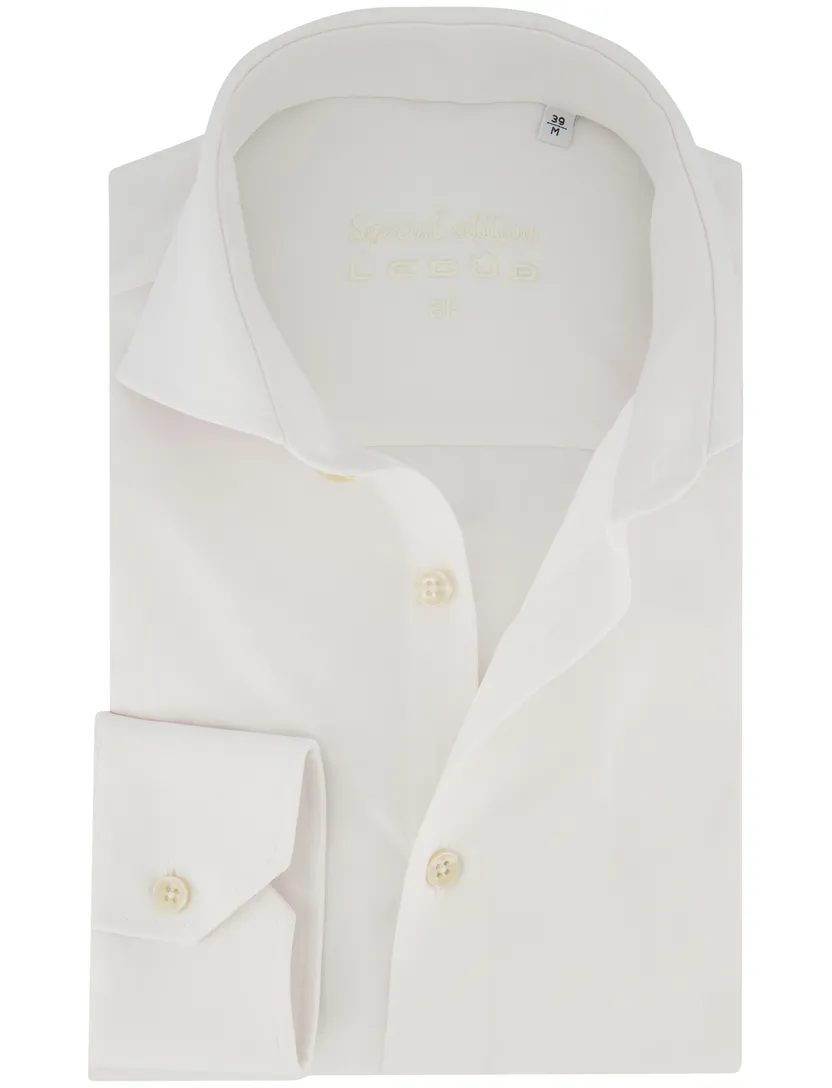 Overhemd Ledub slim fit effen wit mouwlengte 7