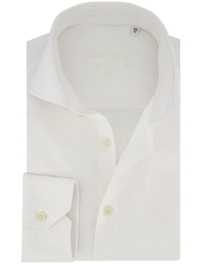 Ledub Slim fit Ledub katoenen overhemd wit mouwlengte 7