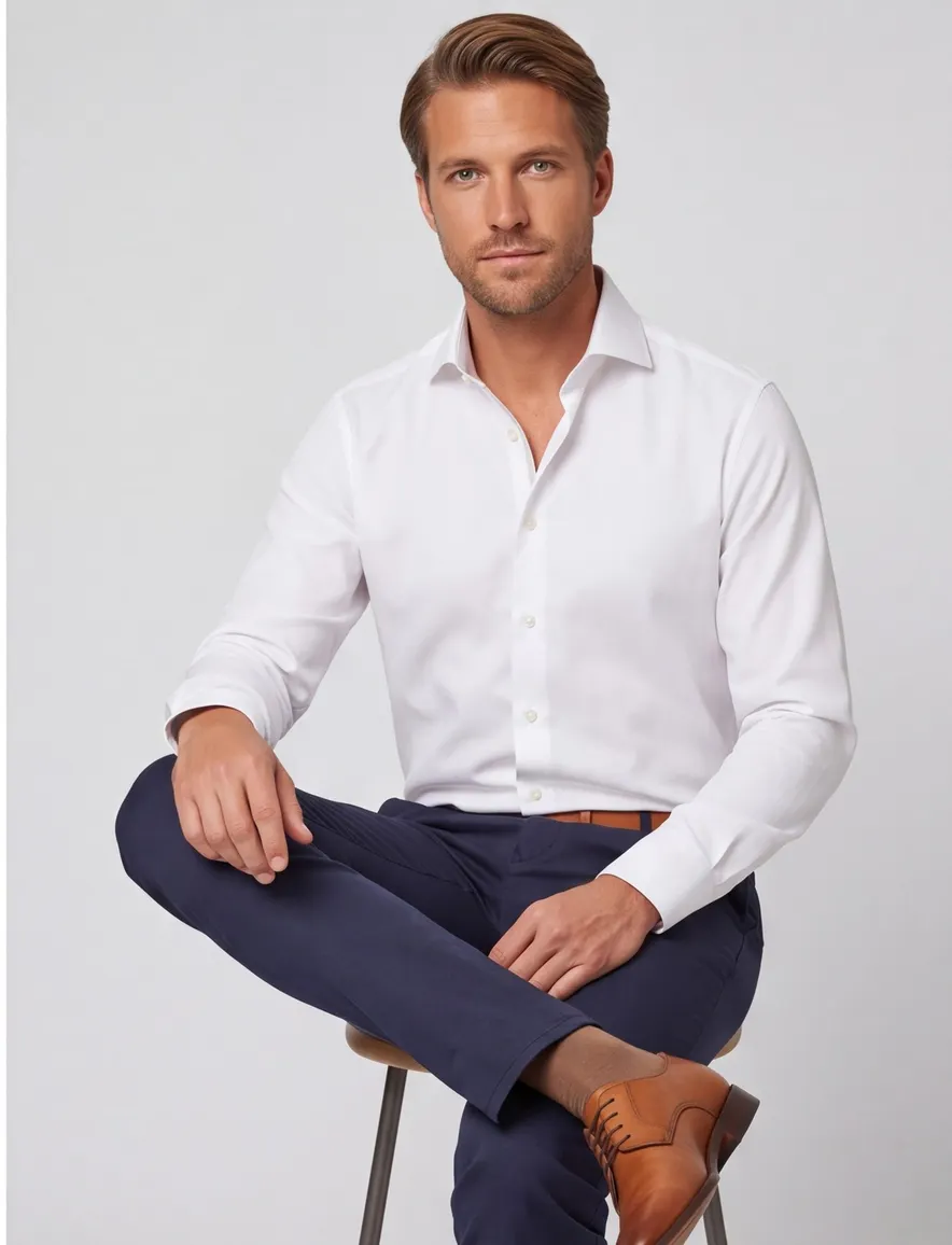 Ledub overhemd slim fit wit ml7