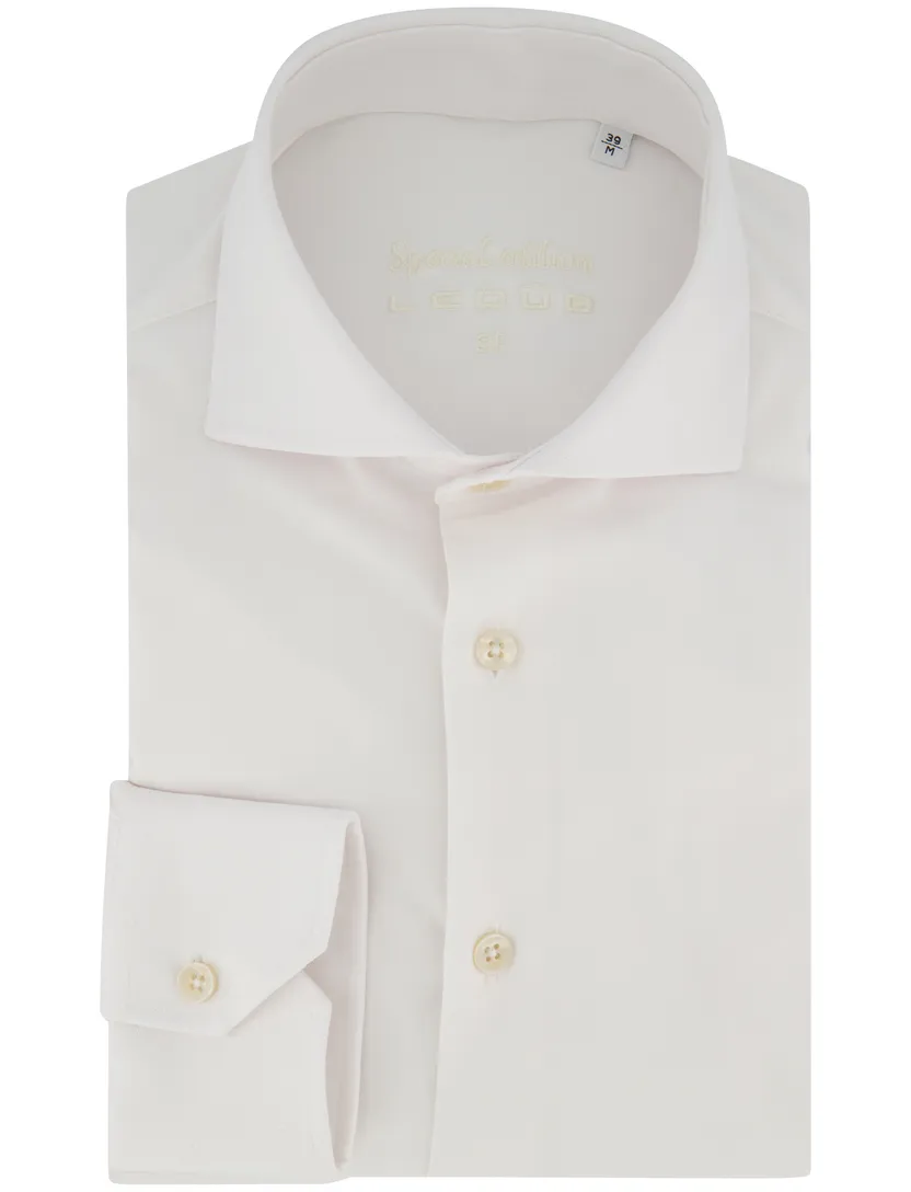 Overhemd Ledub slim fit effen wit mouwlengte 7