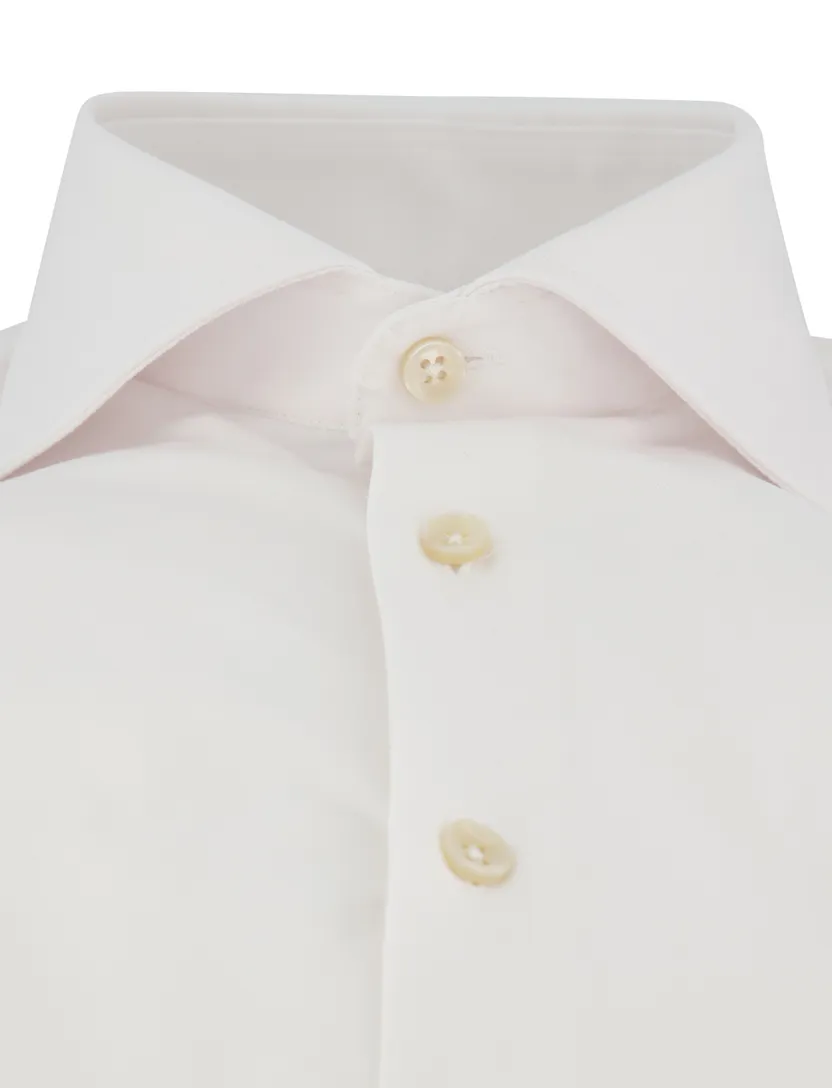 Overhemd Ledub slim fit effen wit mouwlengte 7
