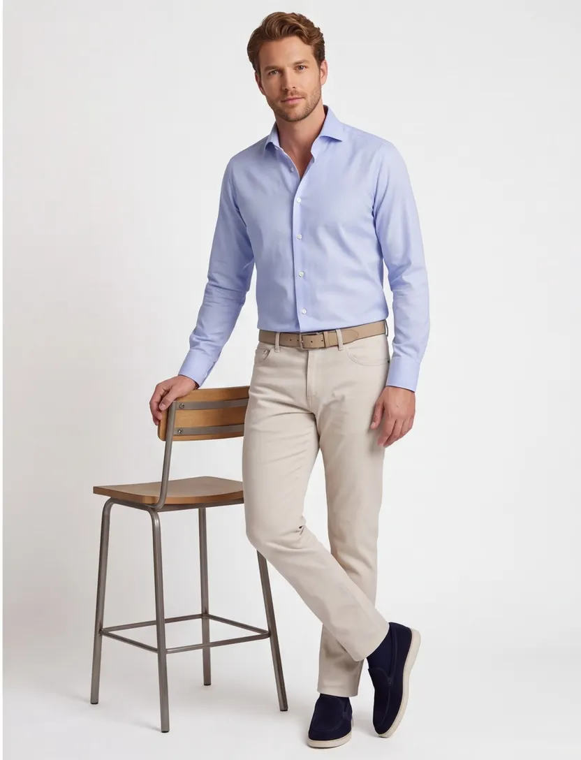 Overhemd John miller tailored fit lichtblauw