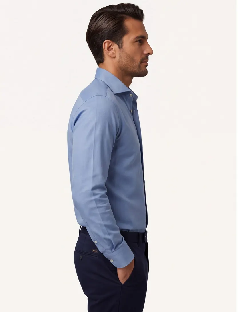 Overhemd John Miller strijkvrij blauw mouwlengte 7