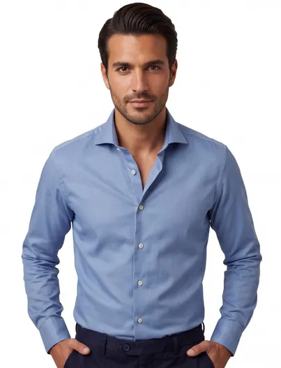 John Miller Overhemd John Miller strijkvrij blauw mouwlengte 7