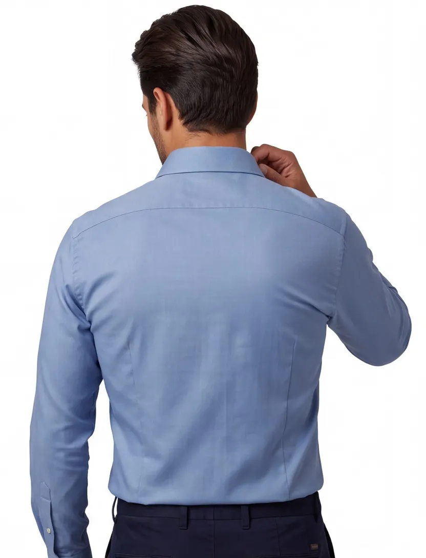 Overhemd John Miller strijkvrij blauw mouwlengte 7