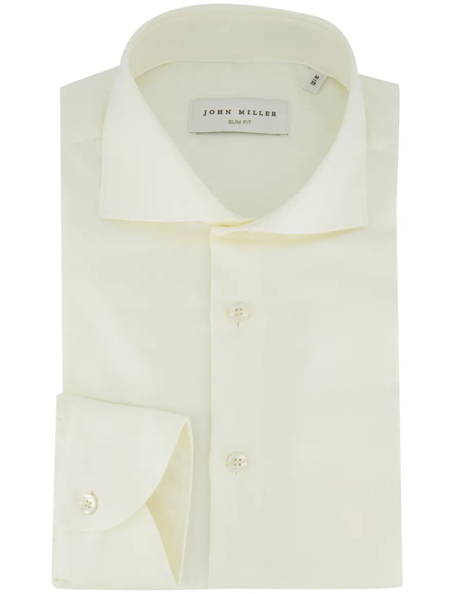 geel overhemd John Miller slim fit strijkvrij