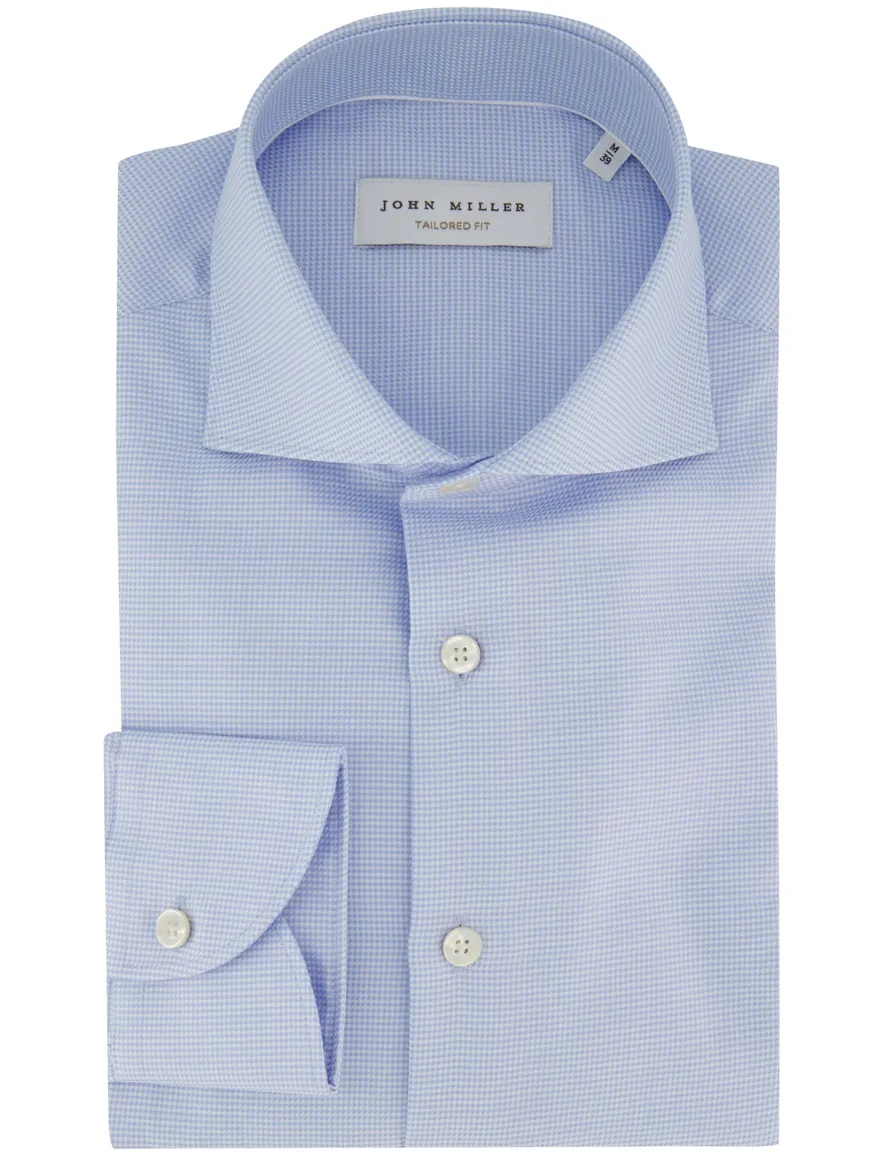 Tailored fit John Miller overhemd lichtblauw geruit