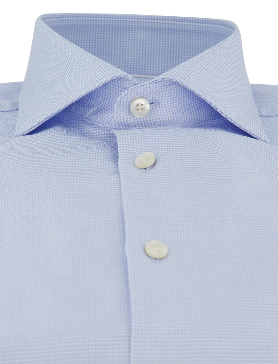 Tailored fit John Miller overhemd lichtblauw geruit