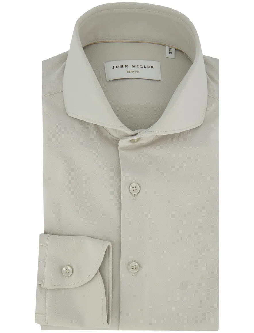 John Miller overhemd lichtgrijs effen mouwlengte 7