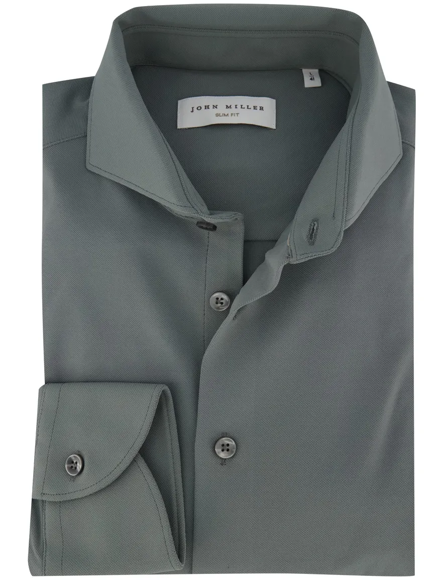 John Miller stretch slim fit overhemd groen ml 7