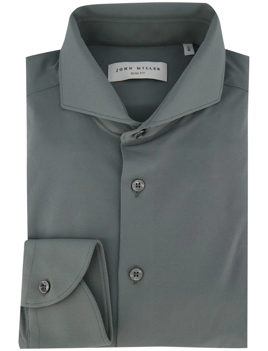 John Miller stretch slim fit overhemd groen ml 7