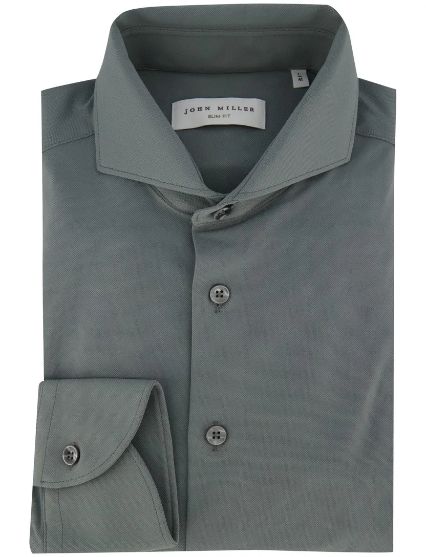 Overhemd groen John Miller hyperstretch mouwlengte 7 wide collar