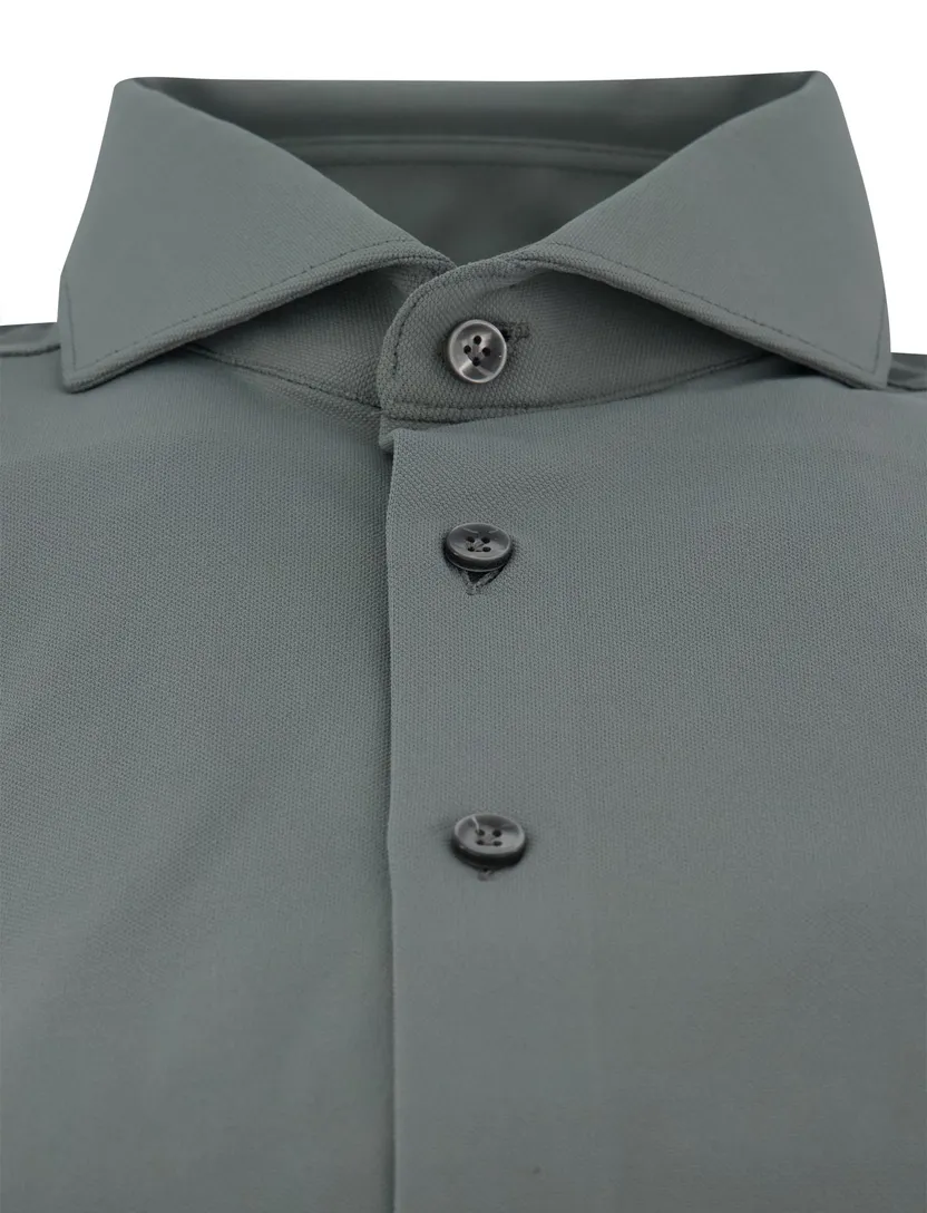 Overhemd groen John Miller hyperstretch mouwlengte 7 wide collar