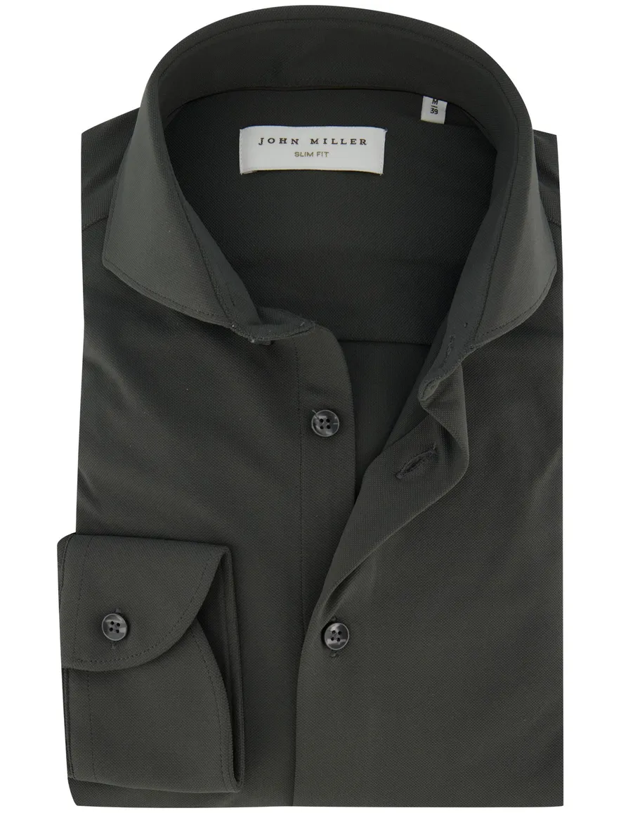 donkergroen overhemd John Miller slim fit
