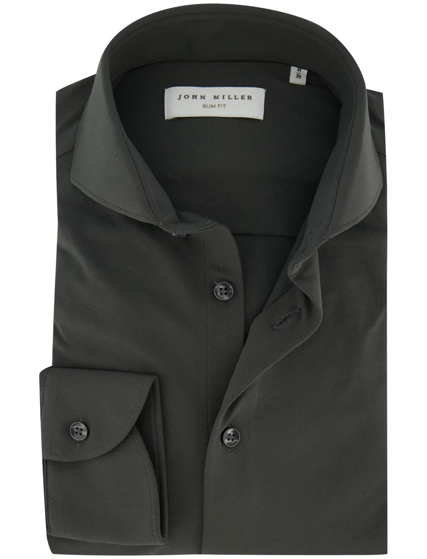Overhemd donkergroen John Miller slim fit ml7