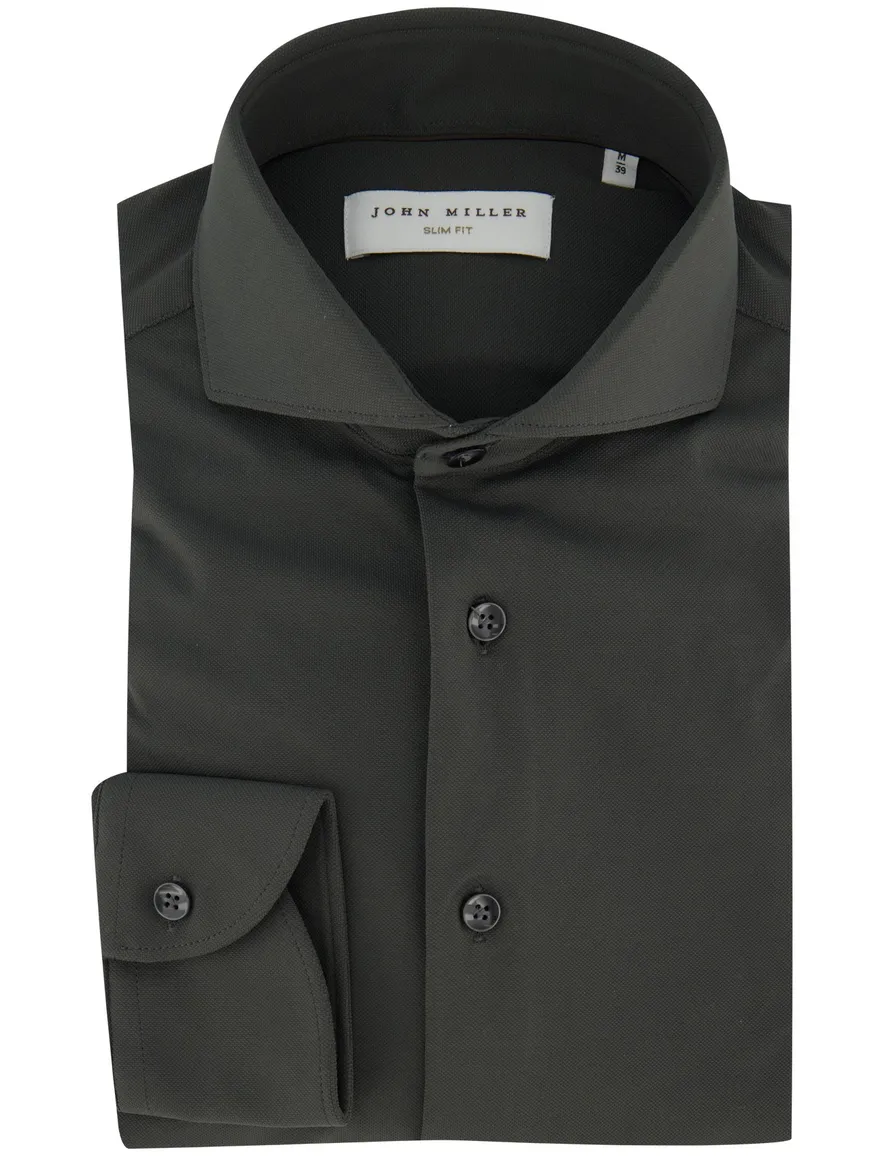 donkergroen overhemd John Miller slim fit