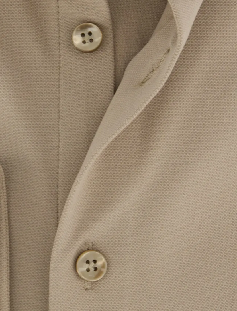 Slim fit overhemd wide collar John Miller mouwlengte 7 camel