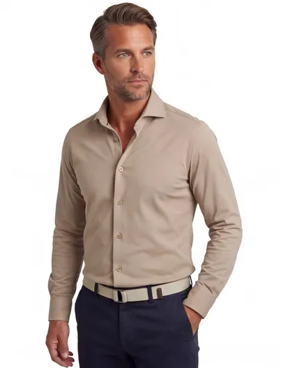 John Miller John Miller slim fit ml 7 overhemd beige