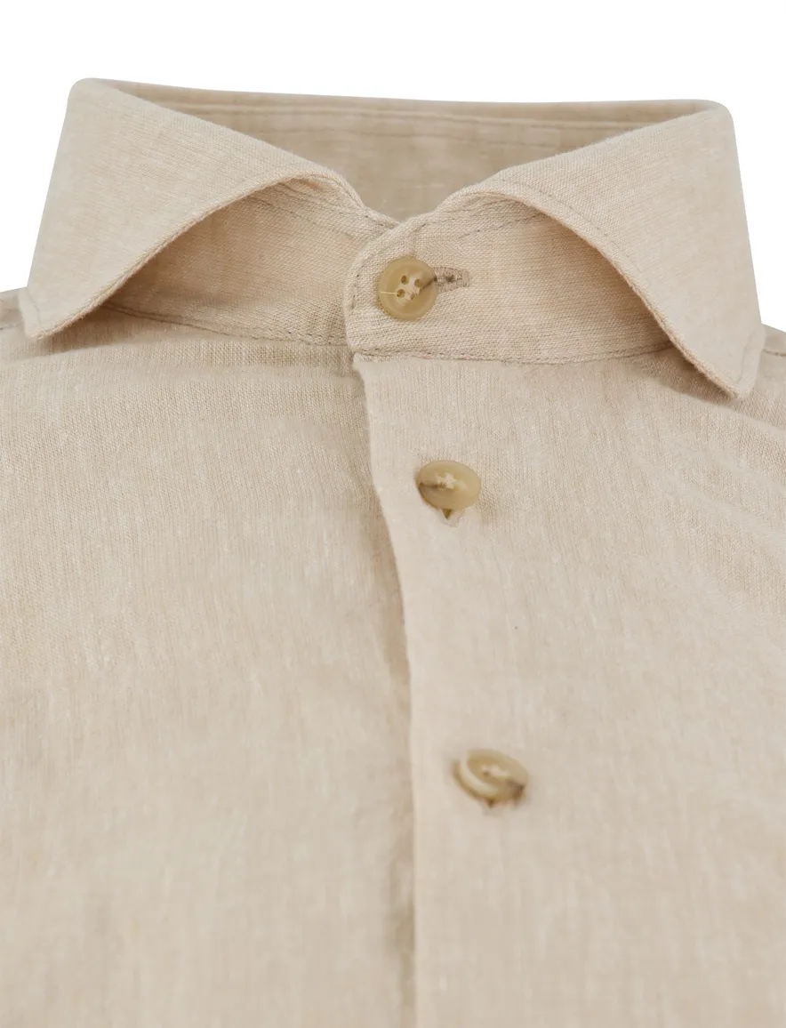 John Miller overhemd beige mouwlengte 7