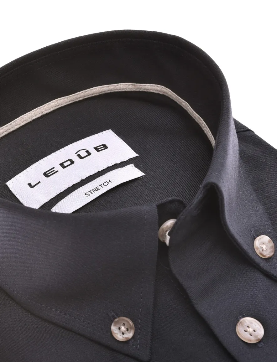 Ledub overhemden navy katoen Modern Fit met borstzak