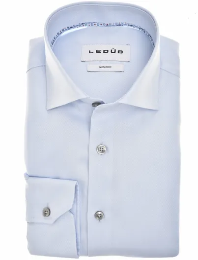 Ledub Ledub overhemd lichtblauw Modern Fit katoen effen wide spread