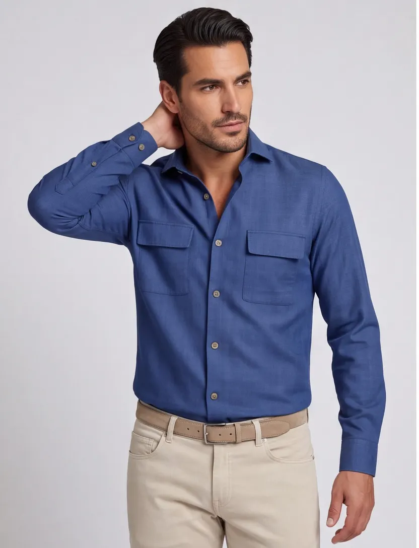 Blauw overshirt Ledub met knopen
