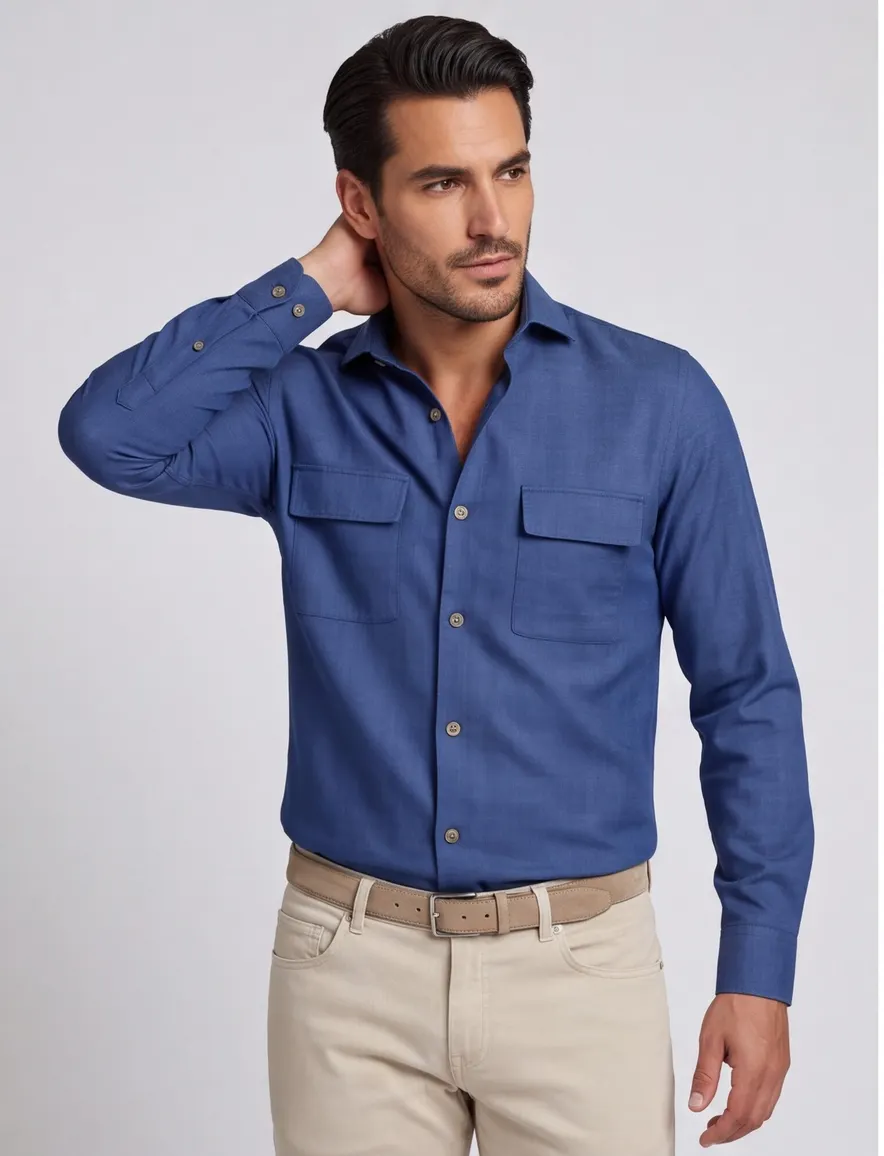 Overshirt Ledub blauw met borstzakken
