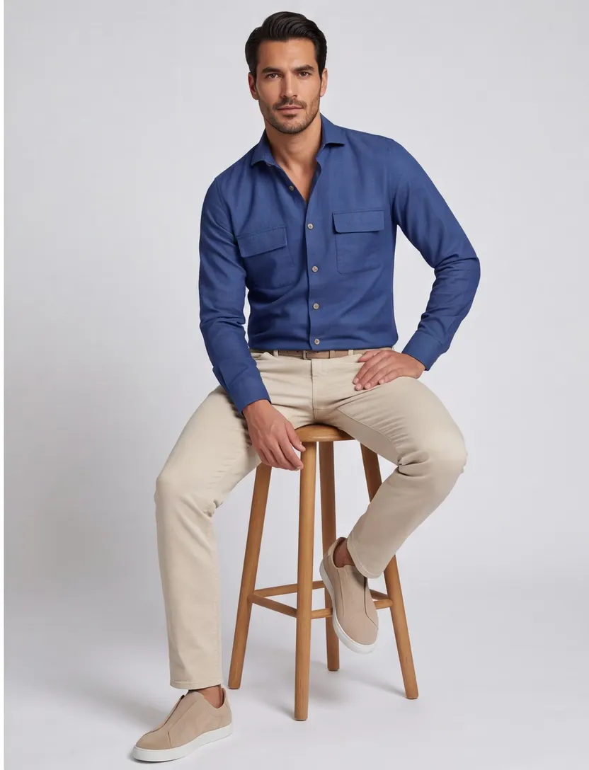 Blauw overshirt Ledub met knopen