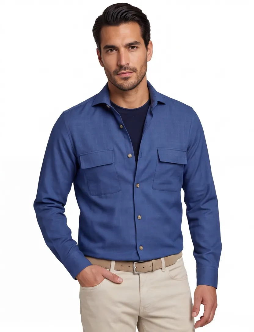 Blauw overshirt Ledub met knopen