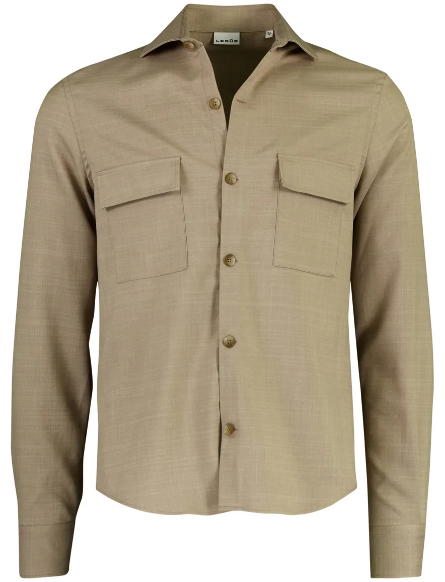Ledub overshirt beige met borstzakken