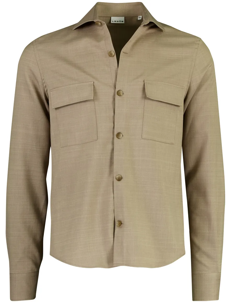 Overshirt Ledub beige met borstzakken