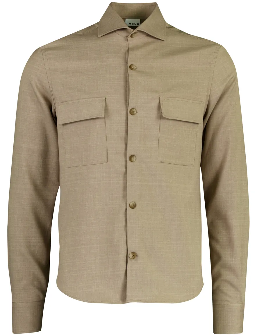 Ledub overshirt beige met borstzakken