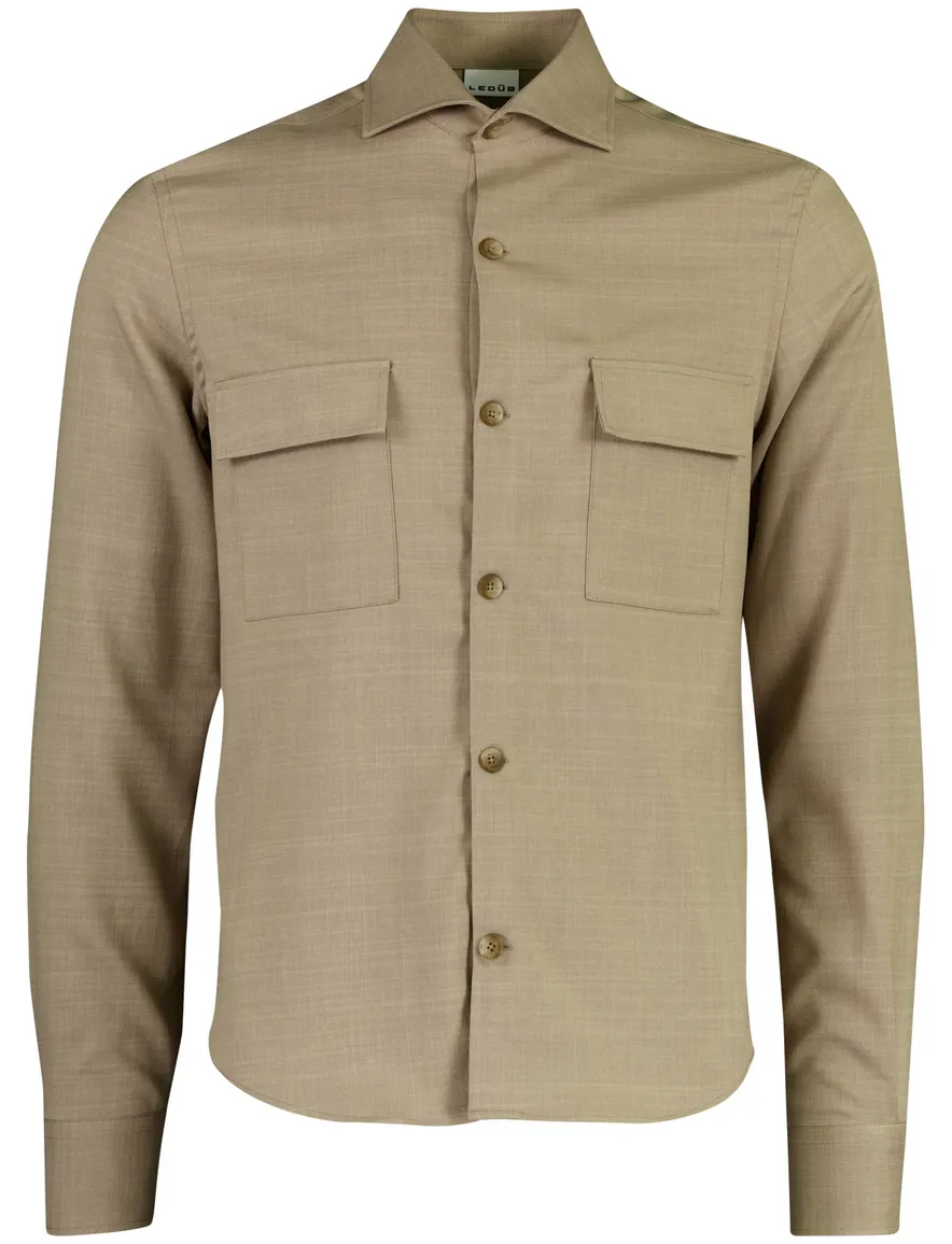 Overshirt Ledub beige met borstzakken
