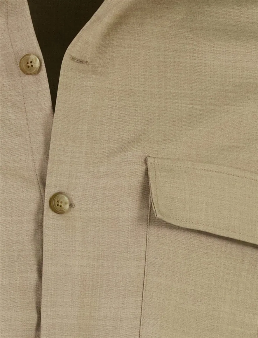 Ledub overshirt beige met borstzakken