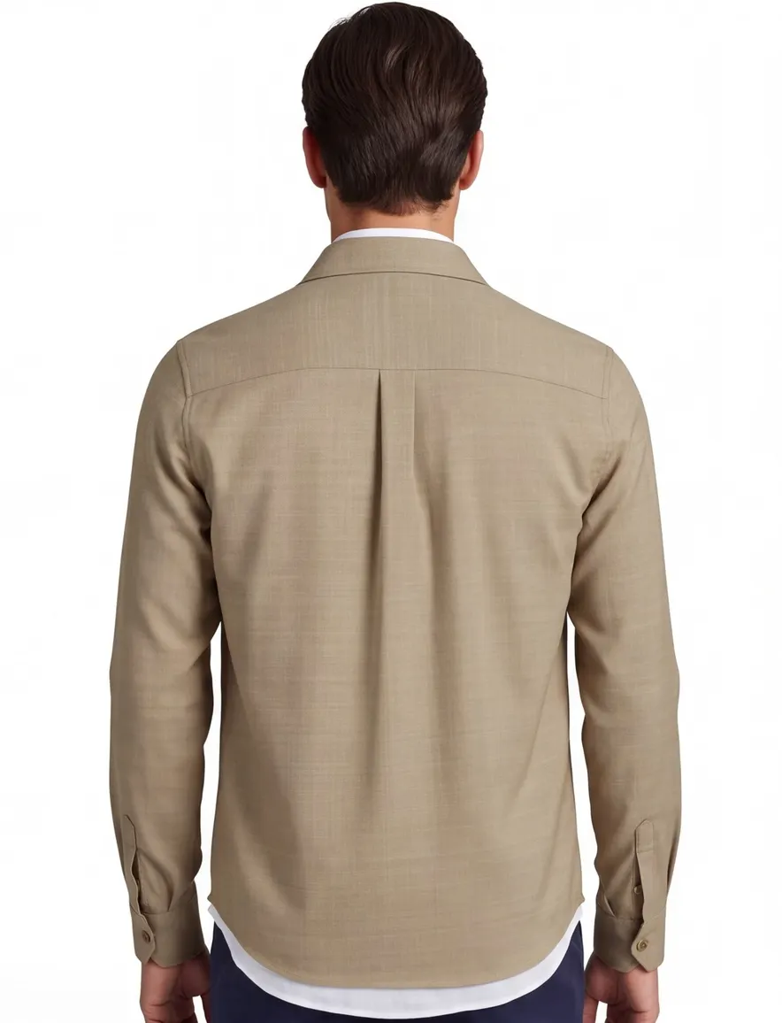 Overshirt Ledub beige met borstzakken