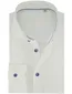 Ledub wit Slim Fit overhemd wide spread met contrast blauwe knopen
