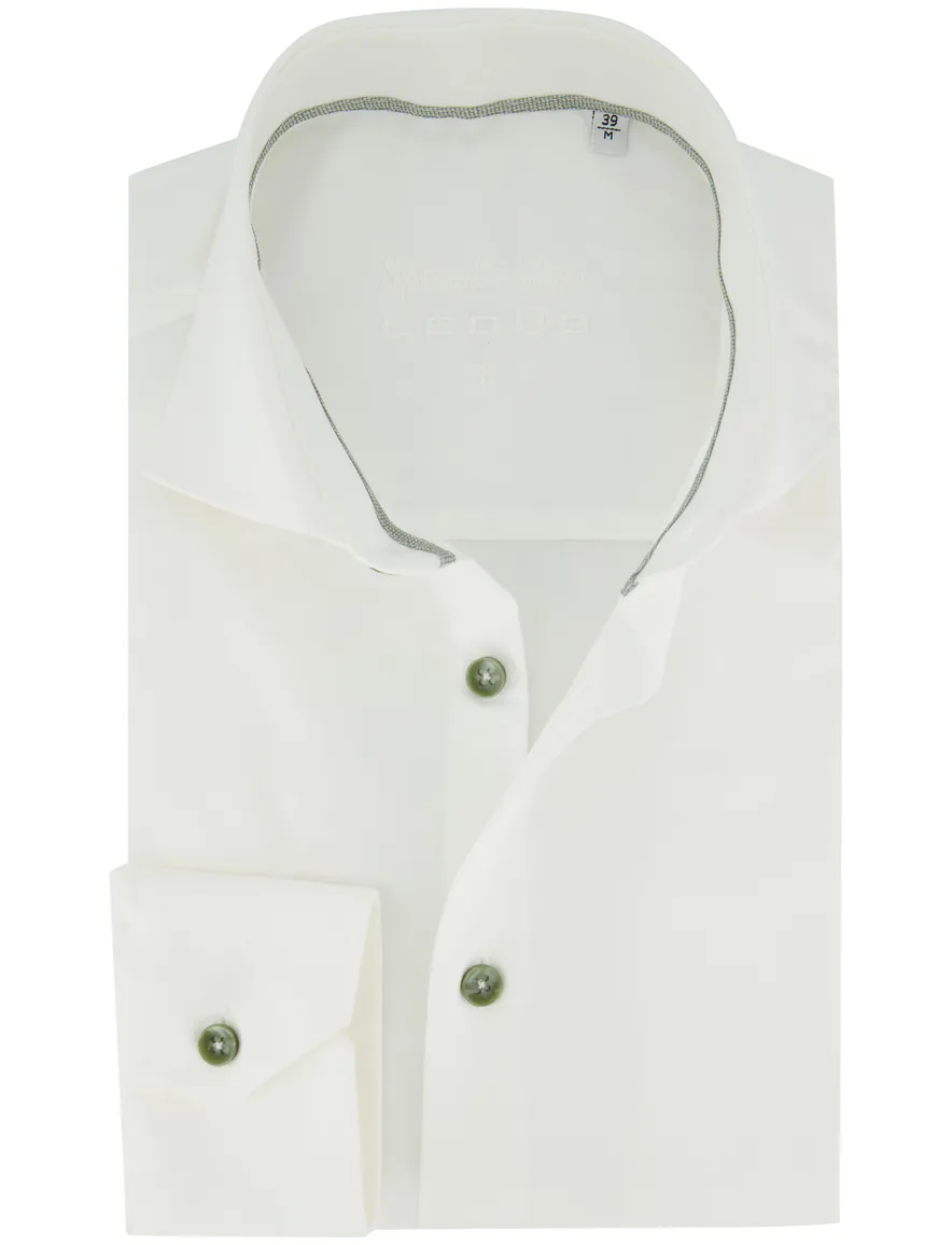 Overhemd Ledub Slim Fit wit effen katoen