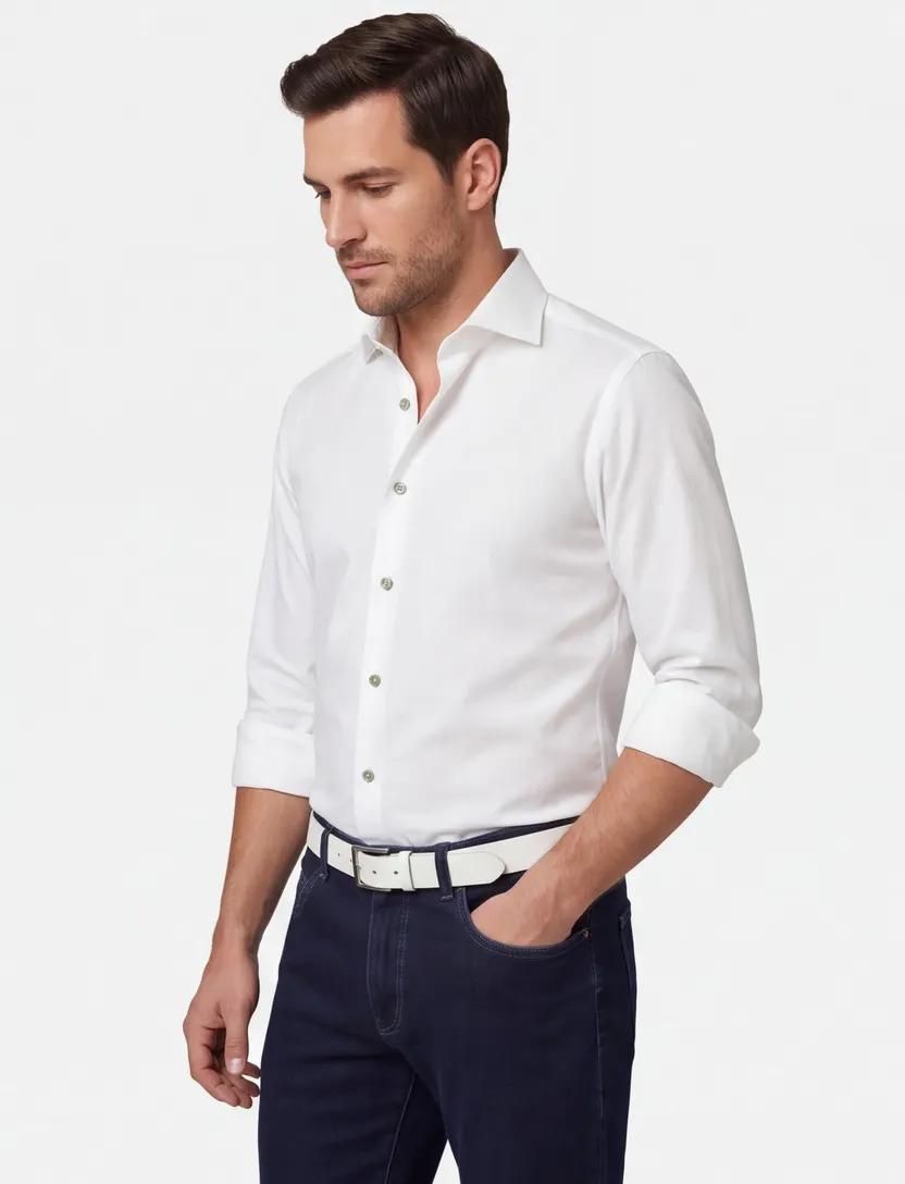Witte overhemd Ledub Slim Fit effen