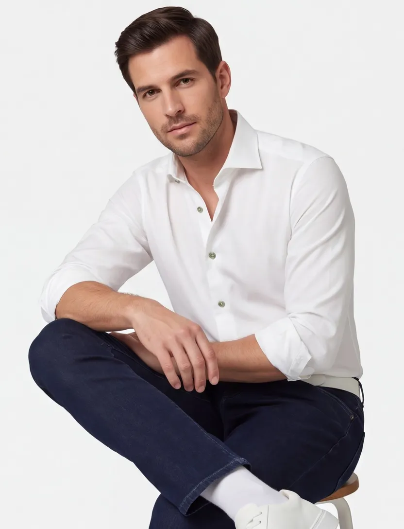 Witte overhemd Ledub Slim Fit effen