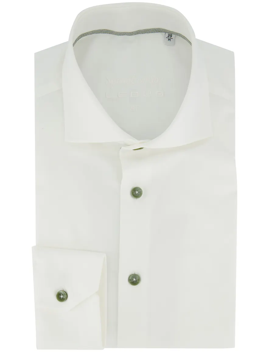 Ledub overhemd wit slim fit strijkv