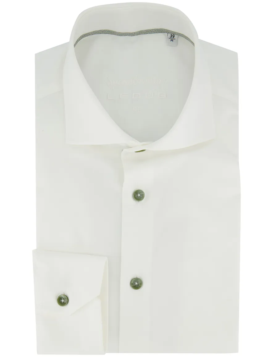 Overhemd Ledub Slim Fit wit effen katoen