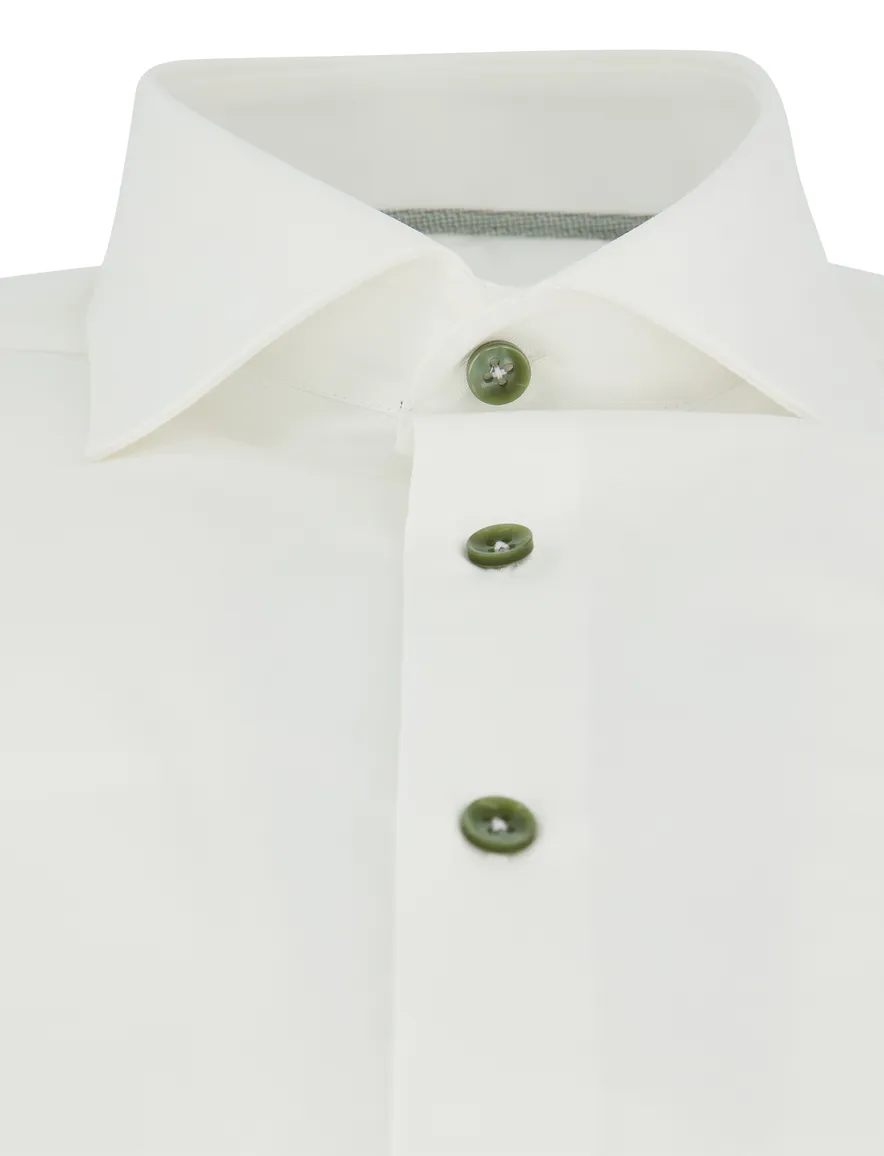 Overhemd Ledub Slim Fit wit effen katoen