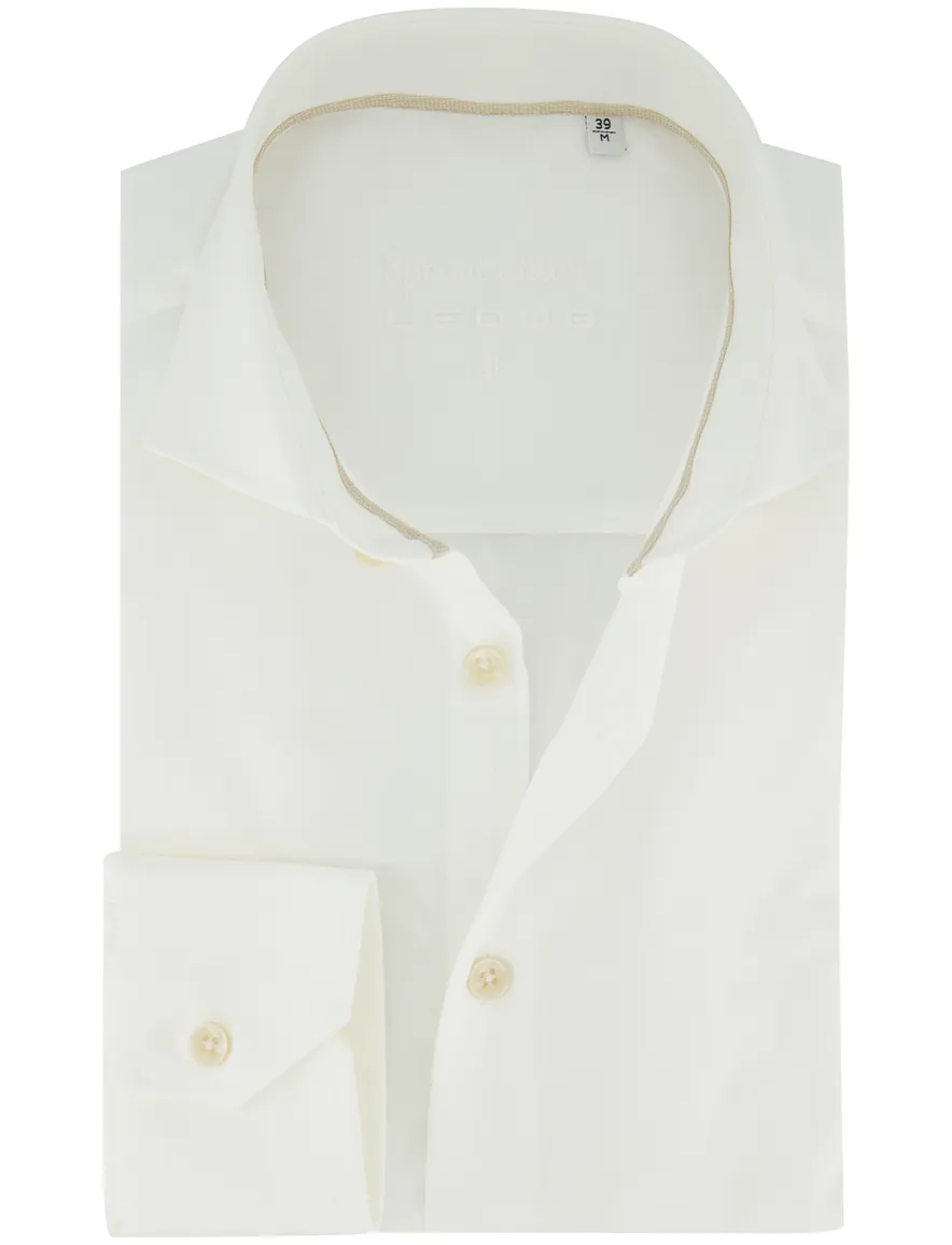 Overhemd Ledub Slim Fit wit effen katoen